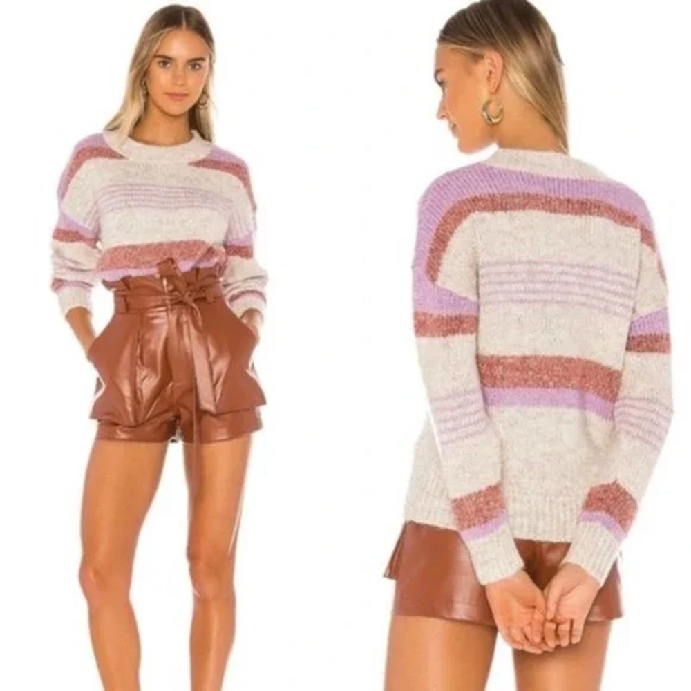 Heartloom Cecily Stripe Sweater Revolve Women's Small Cream Lavender Rust‎